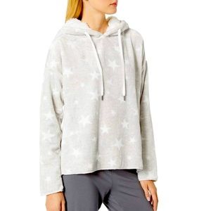 PJ Salvage cozy hoodie plush star sweatshirt sweater grey L